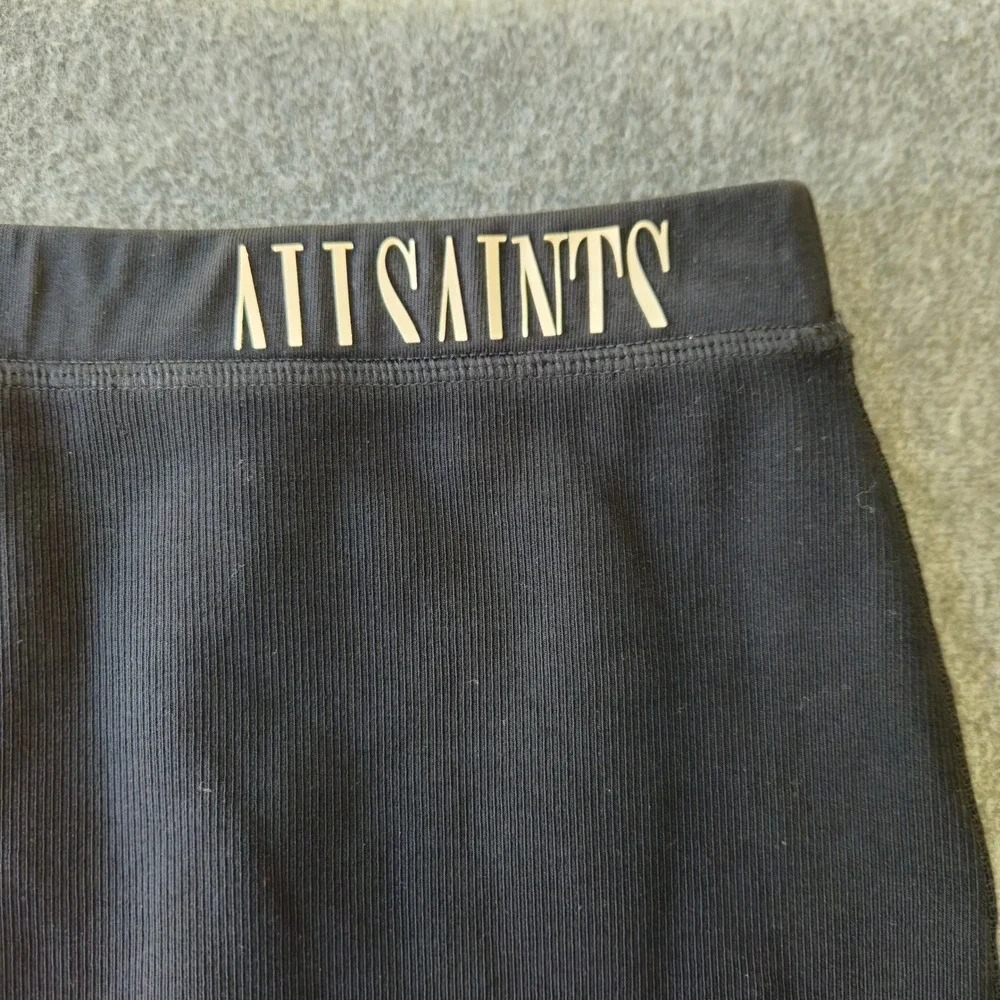 AllSaints Jamie Skirt Sz 4 Black Ribbed Slit Grunge Whimsigoth Model Off-Duty